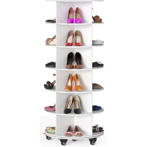 6-Tier Rotating Shoe Rack with Wheels