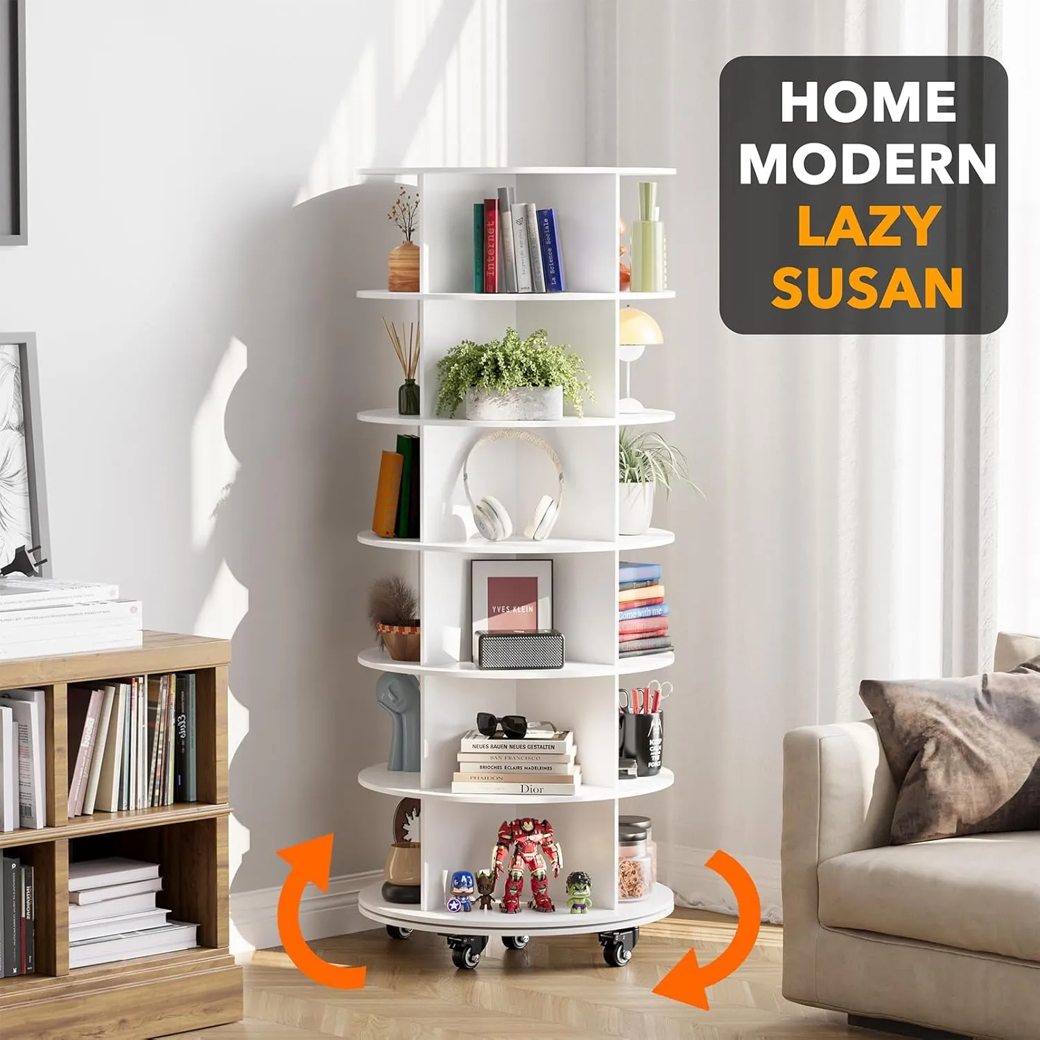 6-Tier Rotating Shoe Rack with Wheels