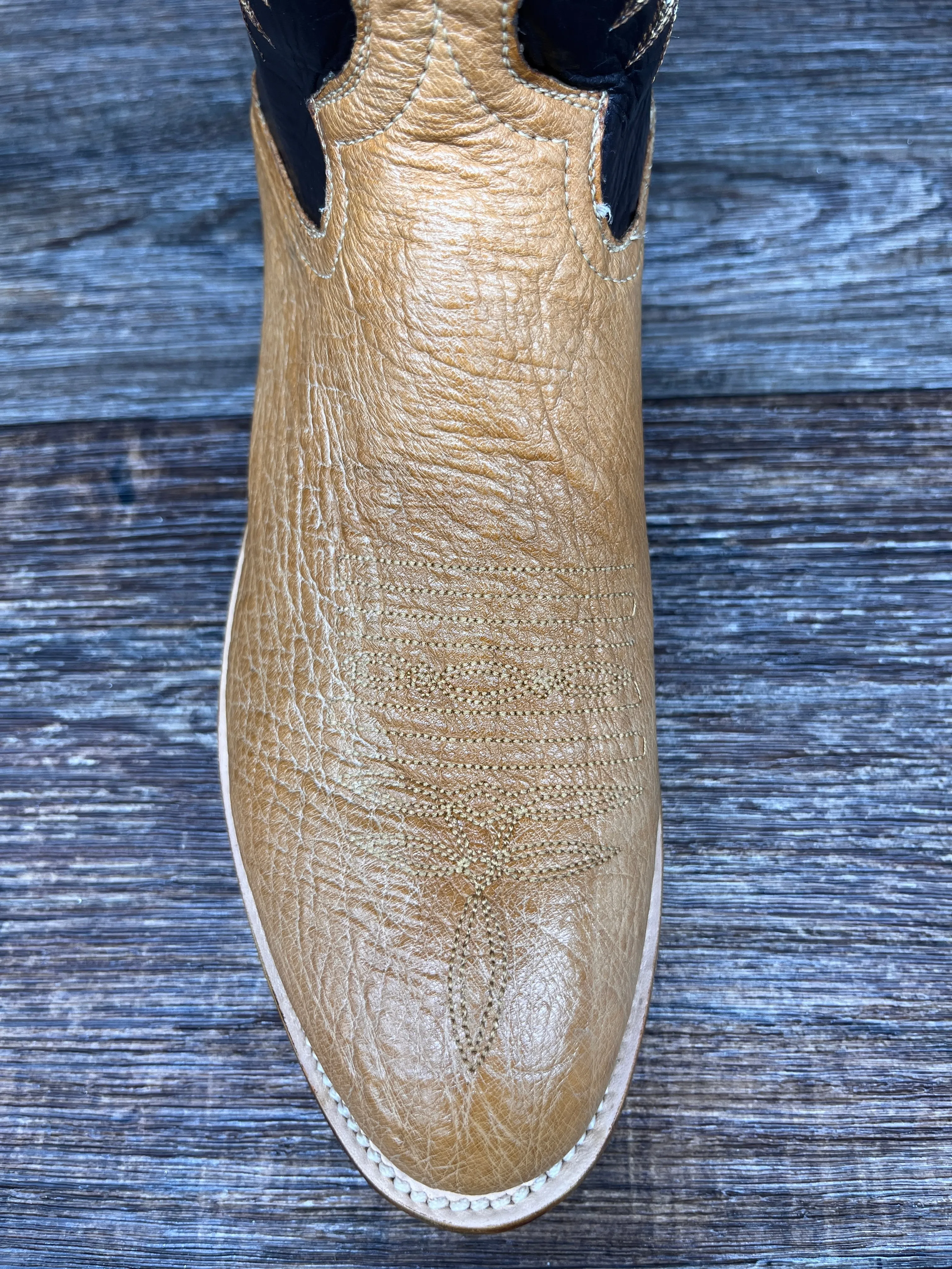 87u Men's Round Toe Genuine Smooth Ostrich Western Boot in Tan by Cowtown