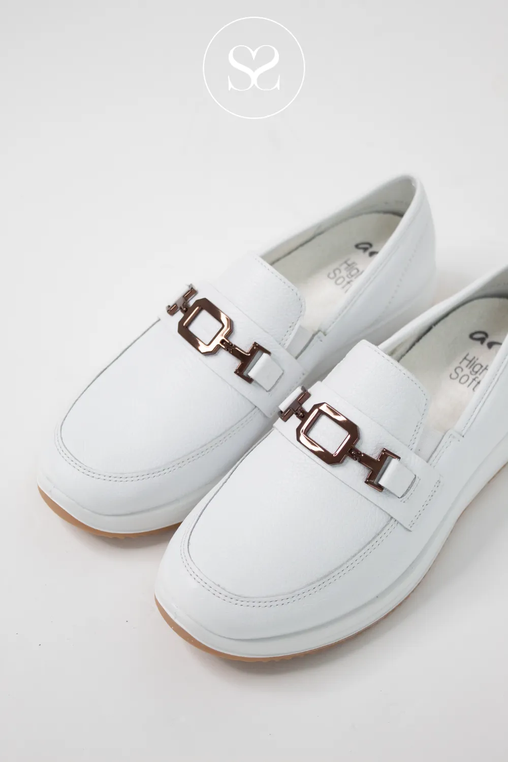 ARA 12-25528 WHITE LEATHER CHUNKY LOAFER