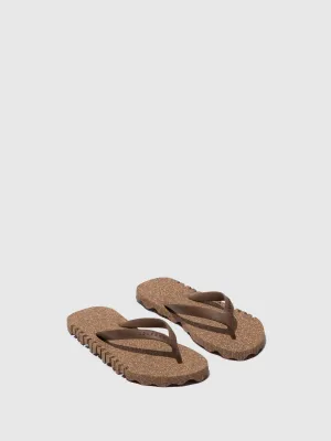 Beach Flip-Flops BUMPY Brown & brown strap
