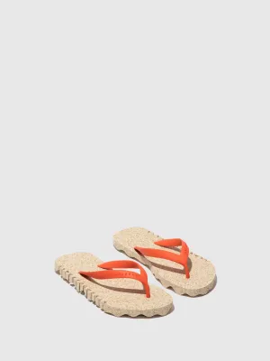 Beach Flip-Flops BUMPY Natural & red strap
