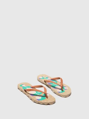Beach Flip-Flops OAKTREES Brown Rubber Strap