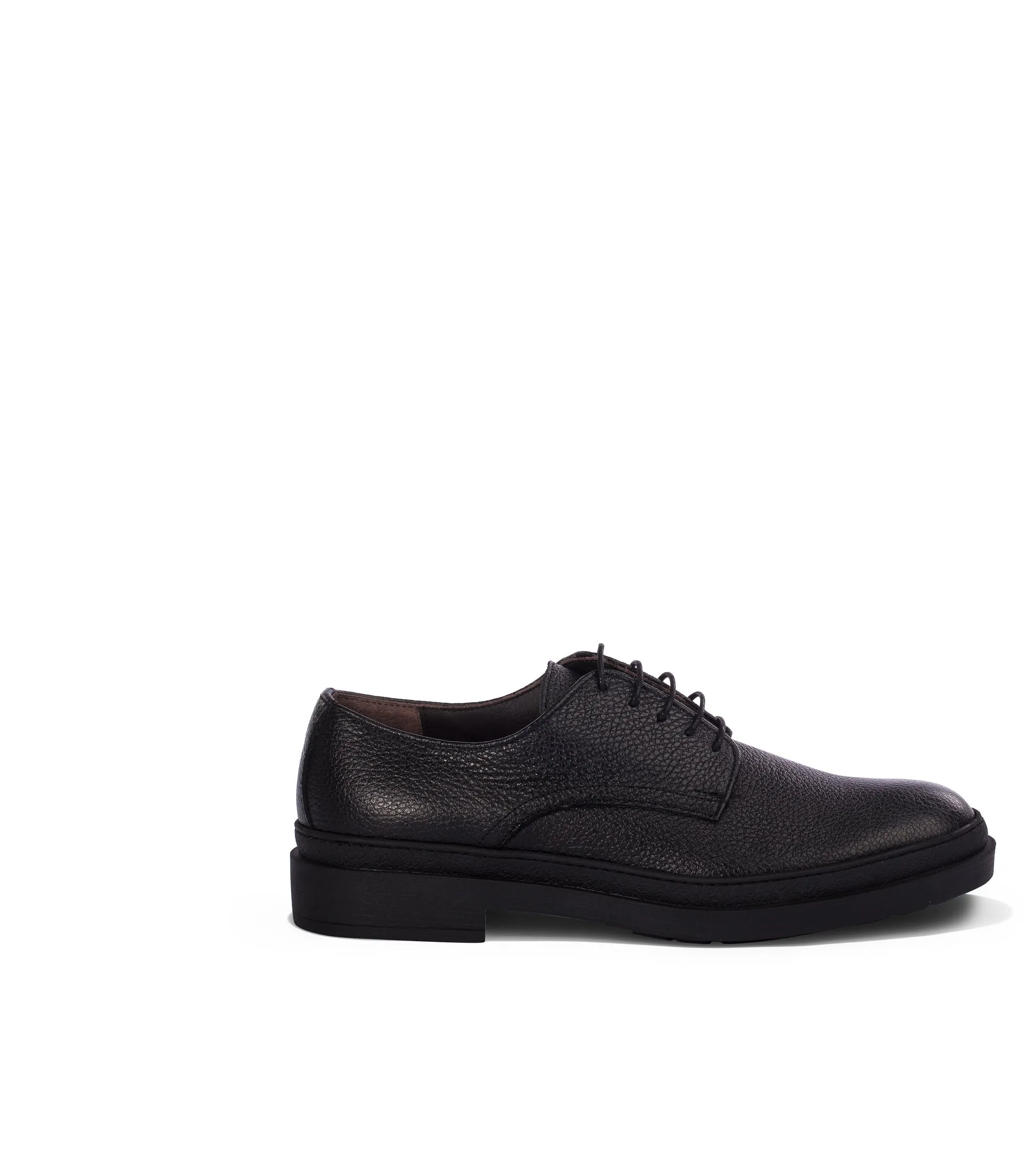 Black leather derby shoes