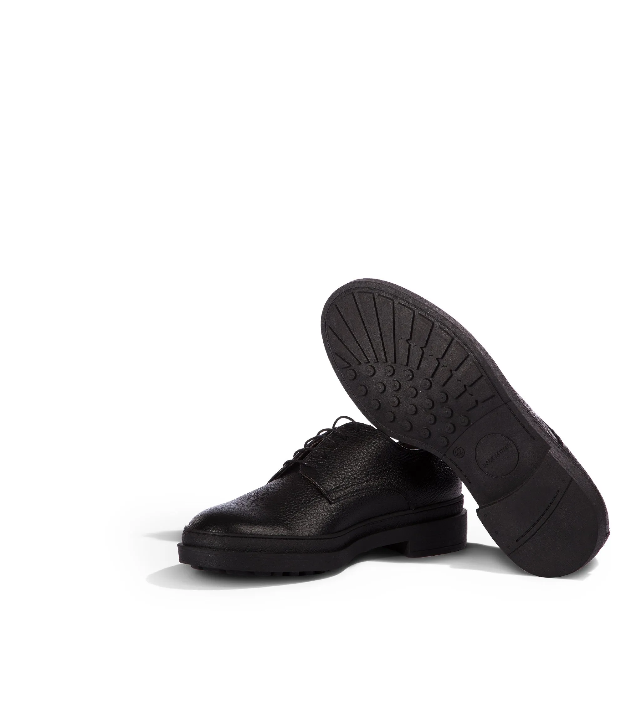 Black leather derby shoes