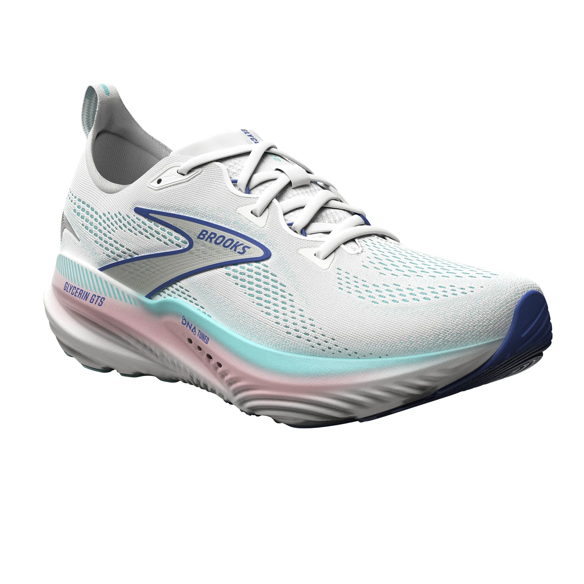 Brooks Womens Glycerin GTS 22 - White/Limpet Shell/Amparo Blue - Stability