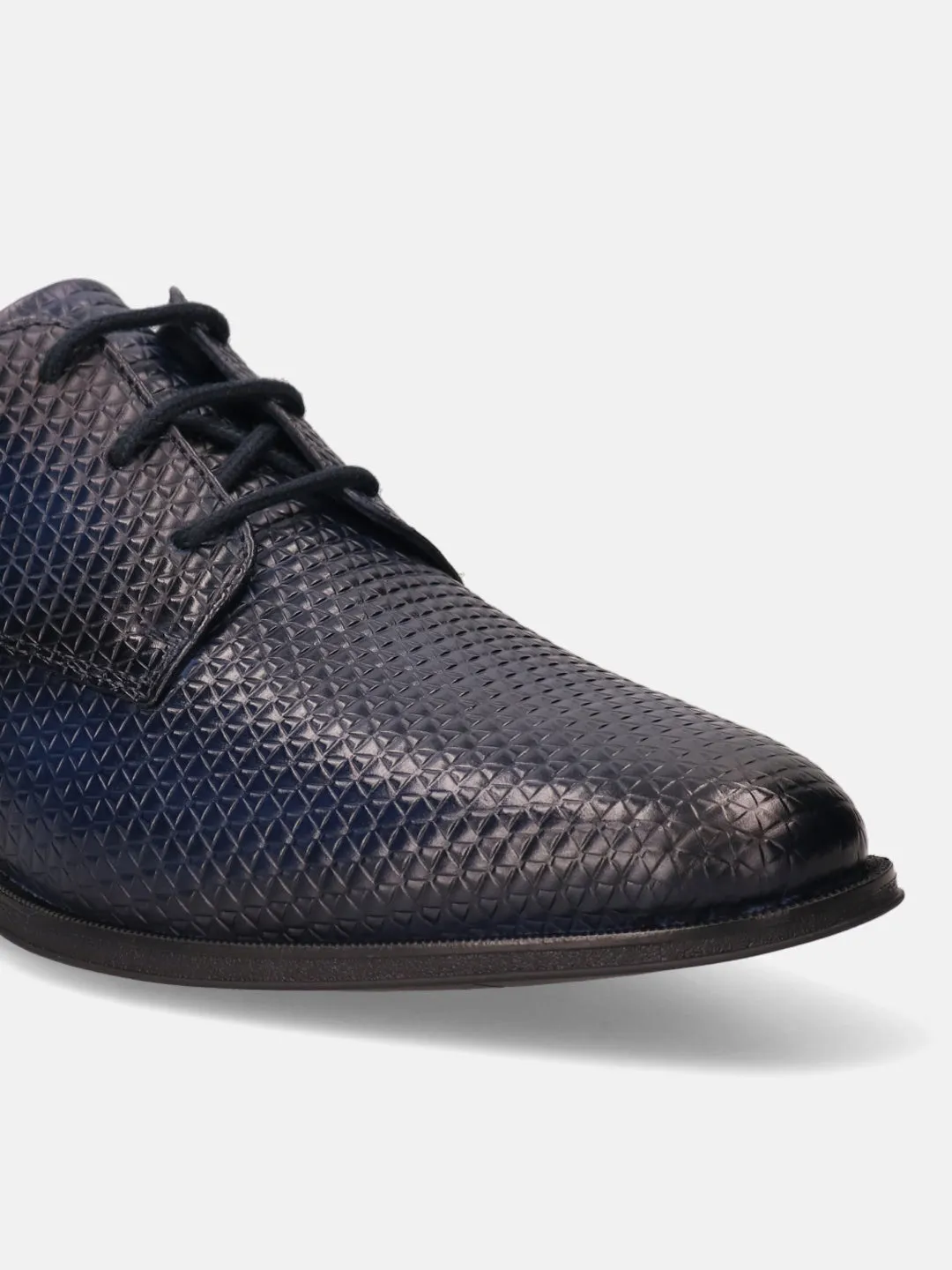 bugatti Dark Blue Premium Leather Formal Derby Shoes