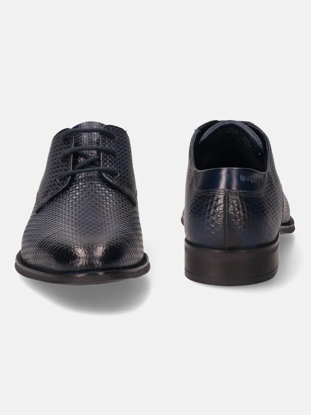 bugatti Dark Blue Premium Leather Formal Derby Shoes