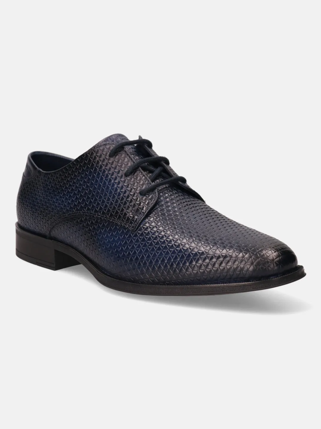bugatti Dark Blue Premium Leather Formal Derby Shoes