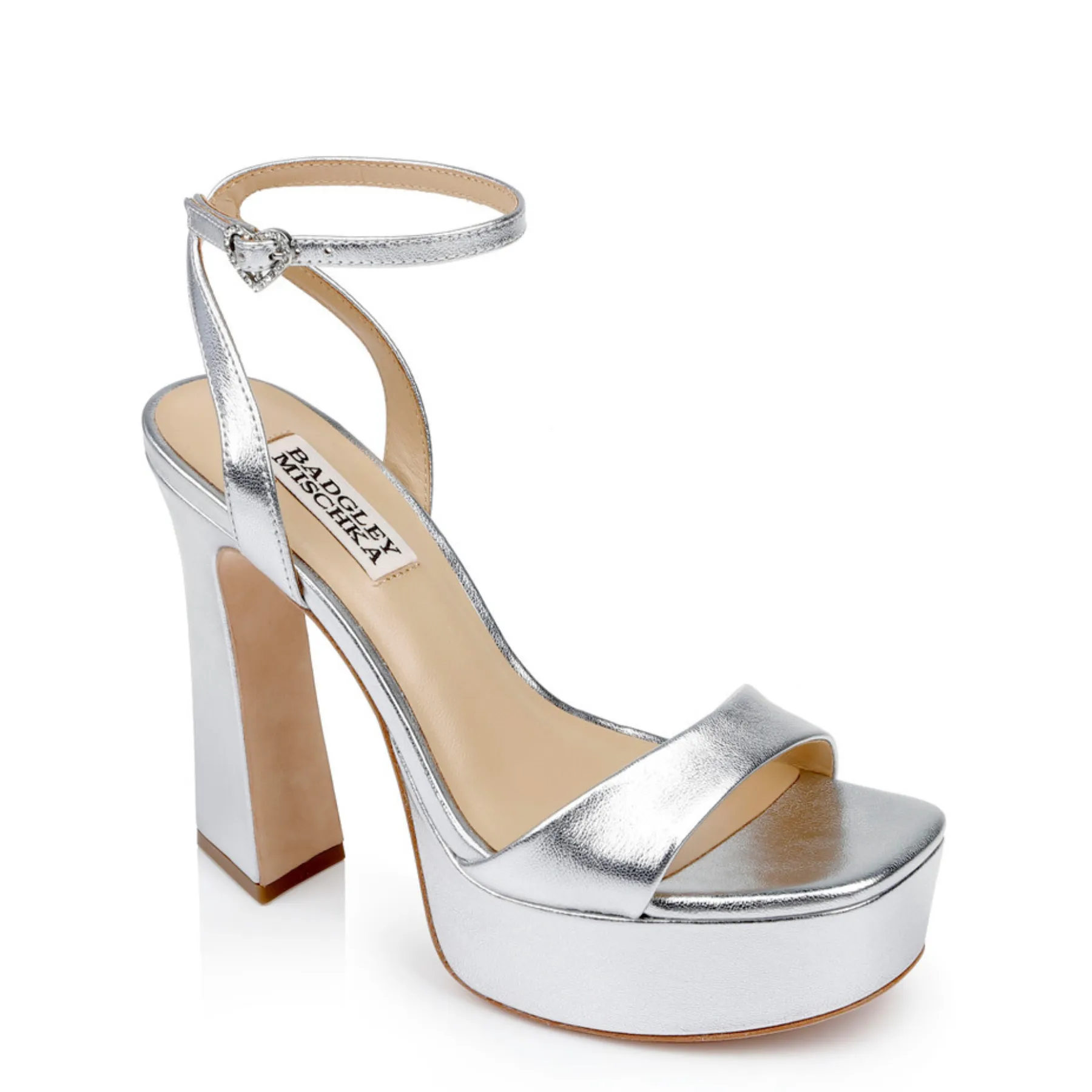 Caia - Platform Sandal with Heart-Shaped Buckle - Silver