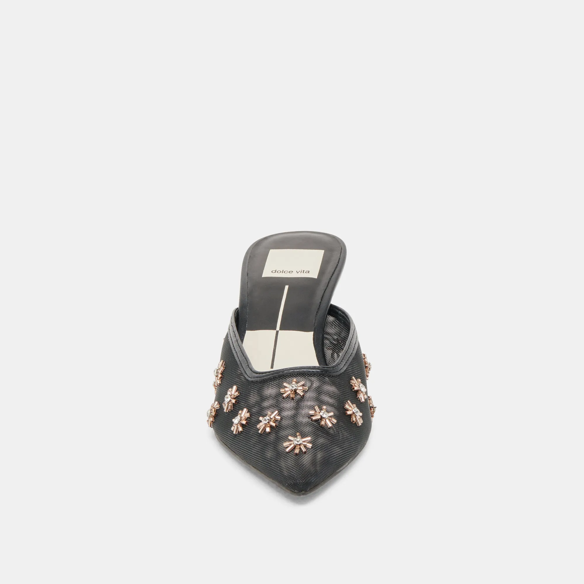 CLARA WIDE HEELS BLACK MESH