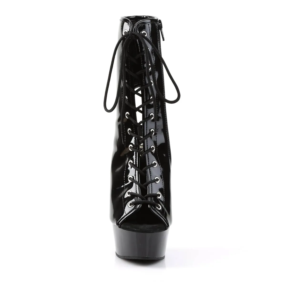 DELIGHT-1016 Black Calf High Peep Toe Boots