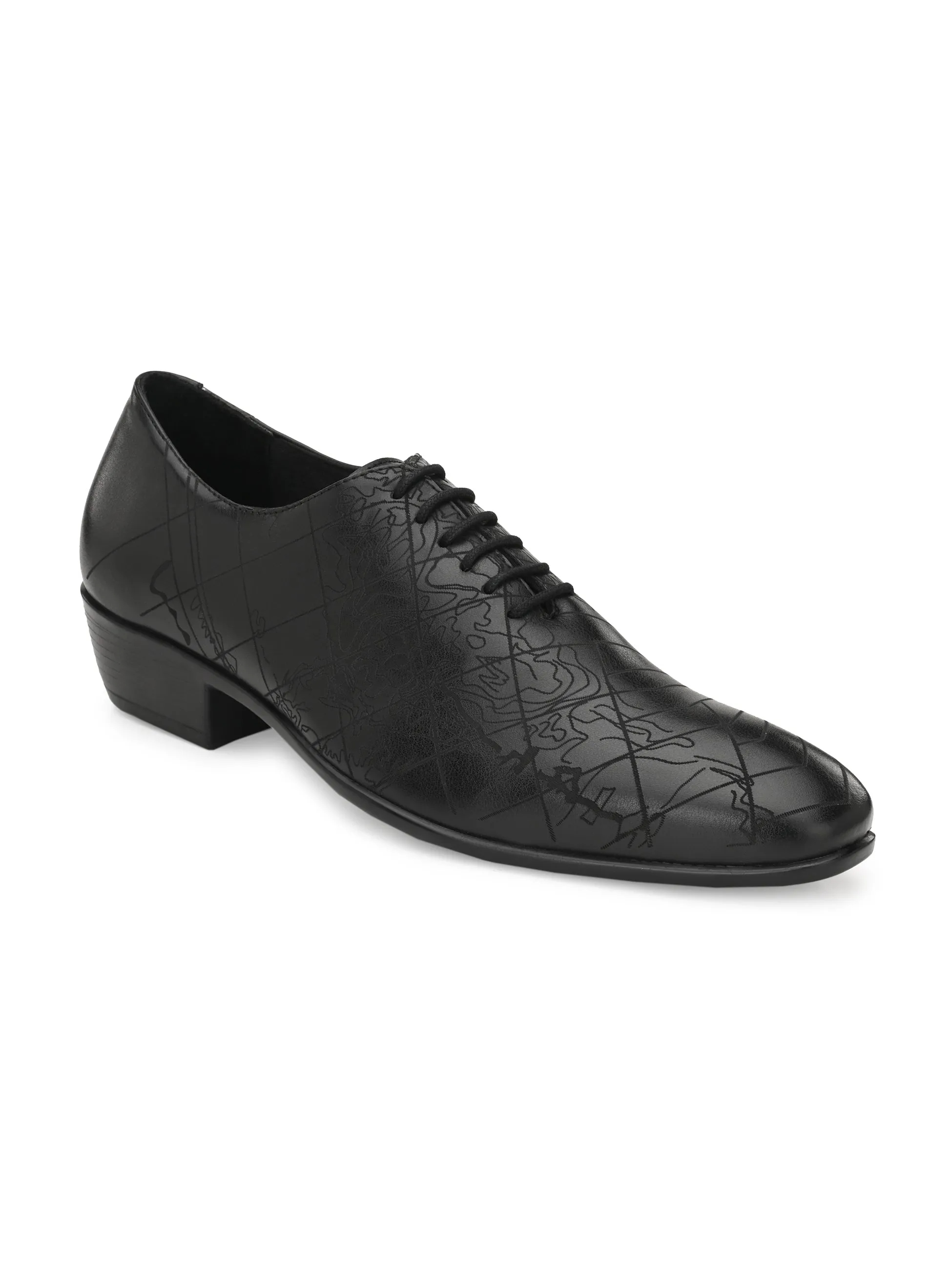 Denim Mens Derby Shoes with laser cut details