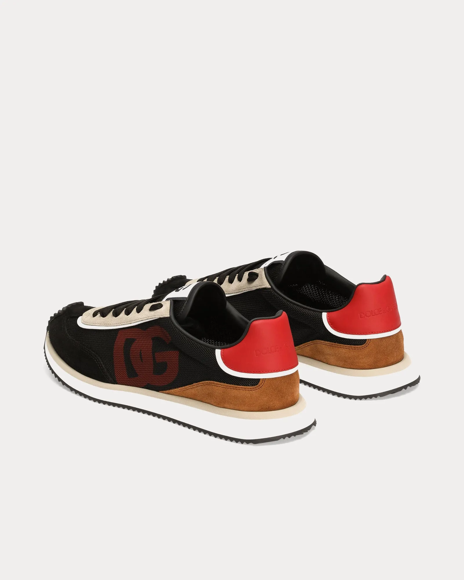 DG Cushion Mixed Material Black / Brown / Red Low Top Sneakers