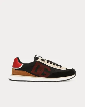 DG Cushion Mixed Material Black / Brown / Red Low Top Sneakers