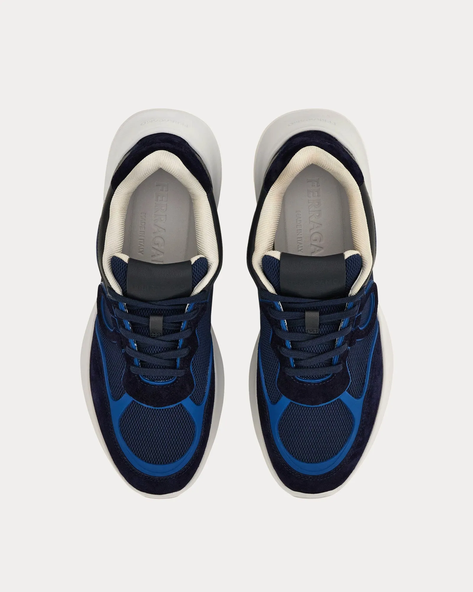 Gancini Ornament Navy Blue Low Top Sneakers