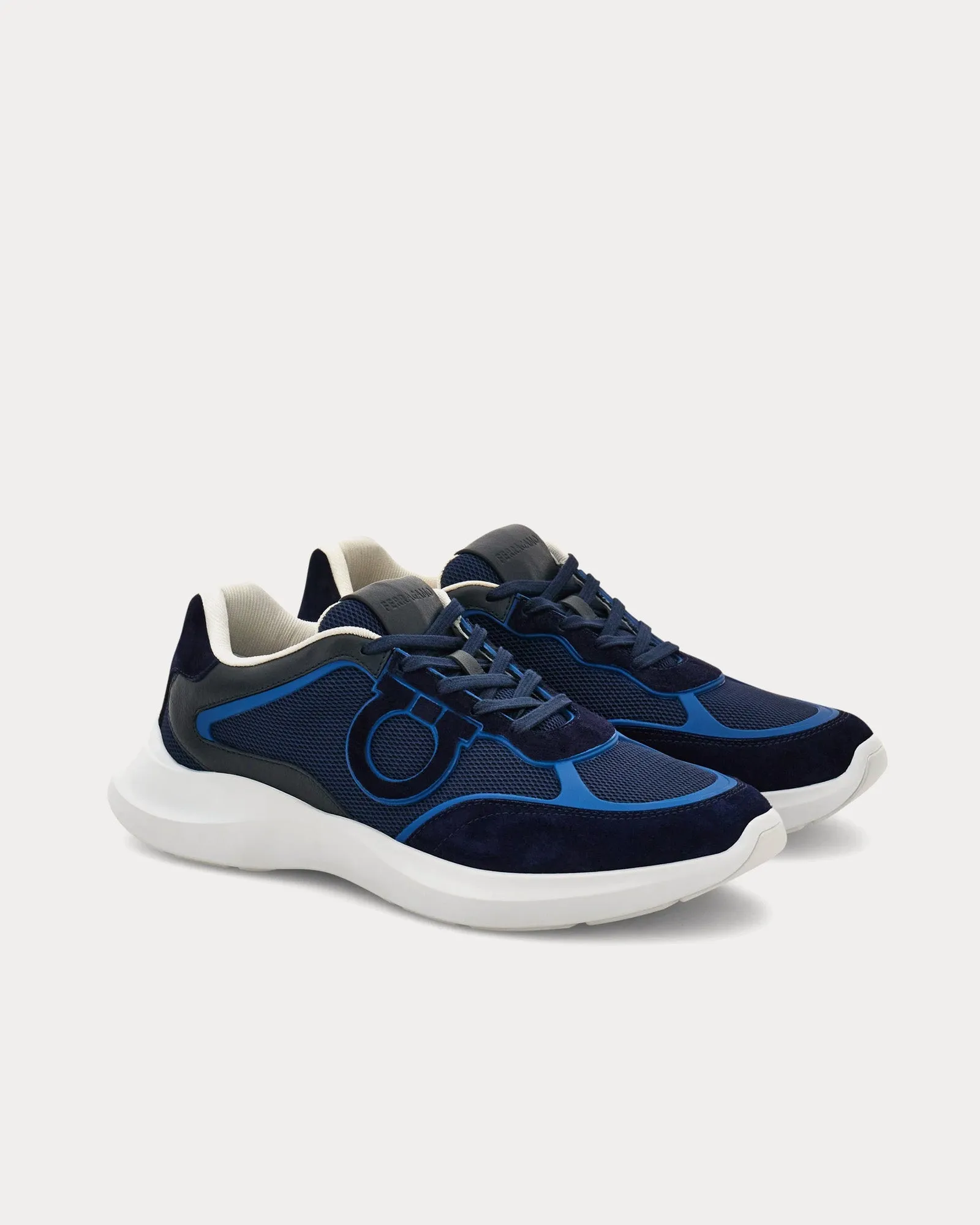 Gancini Ornament Navy Blue Low Top Sneakers