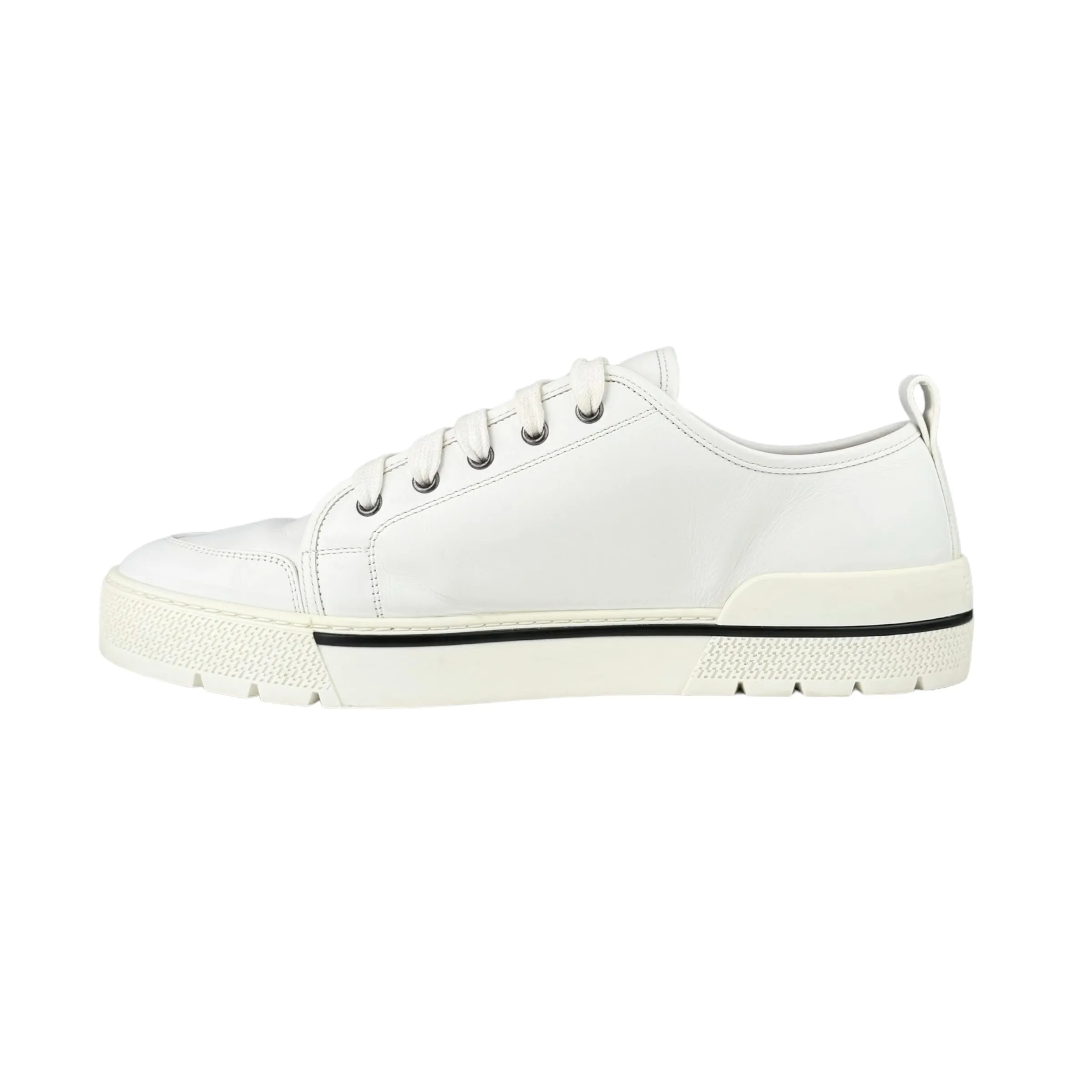 Hermes Men's White Leather Low Top Sneakers