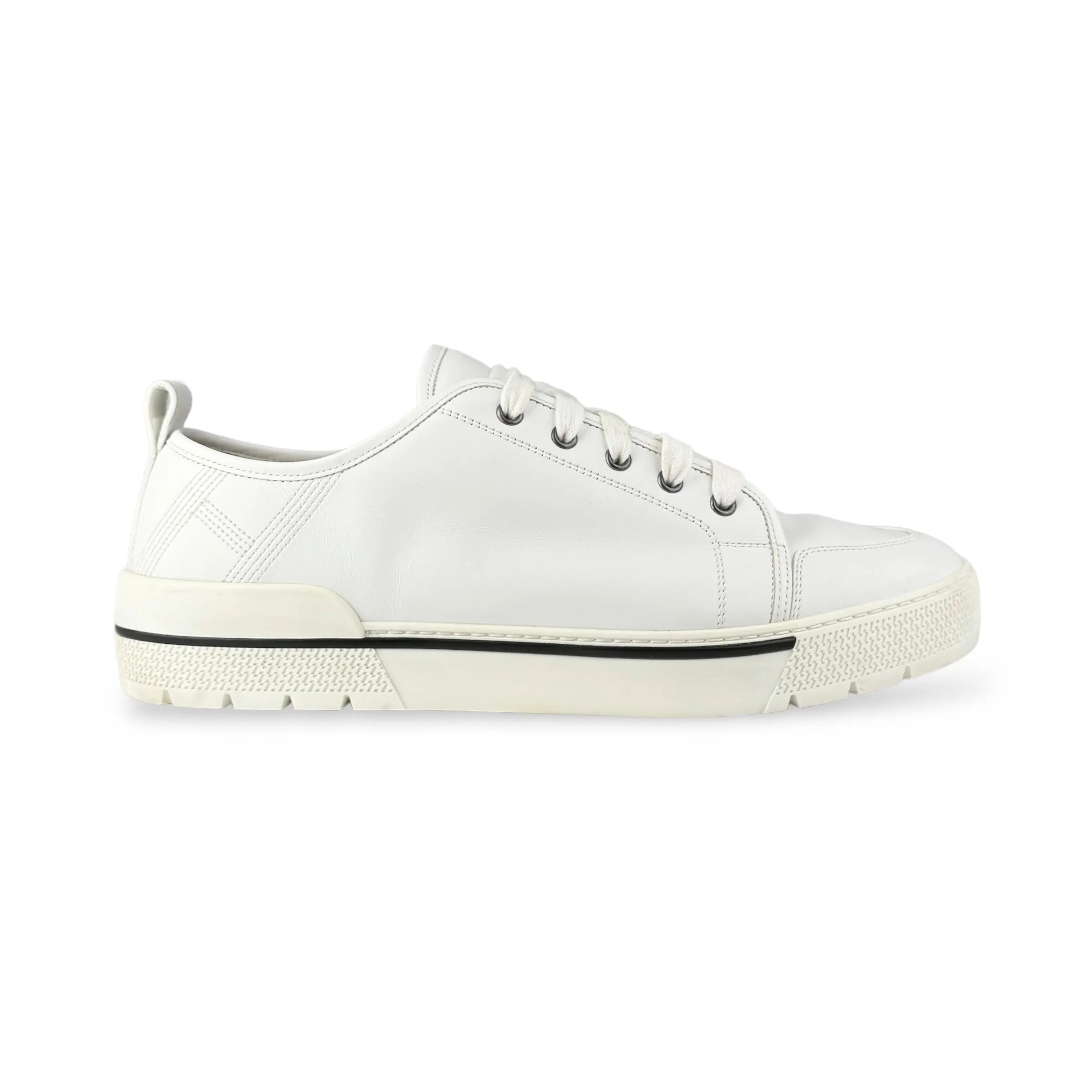 Hermes Men's White Leather Low Top Sneakers