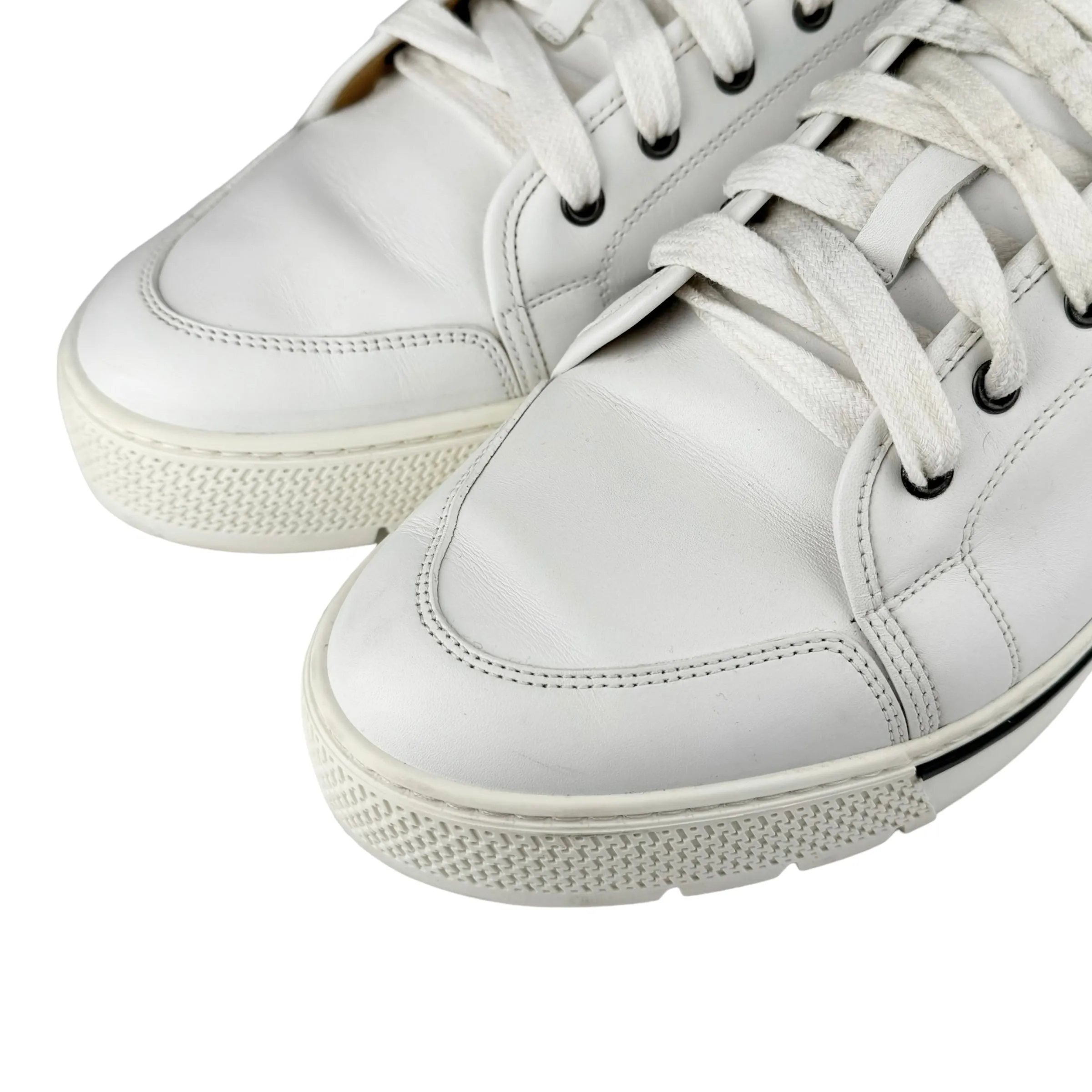 Hermes Men's White Leather Low Top Sneakers