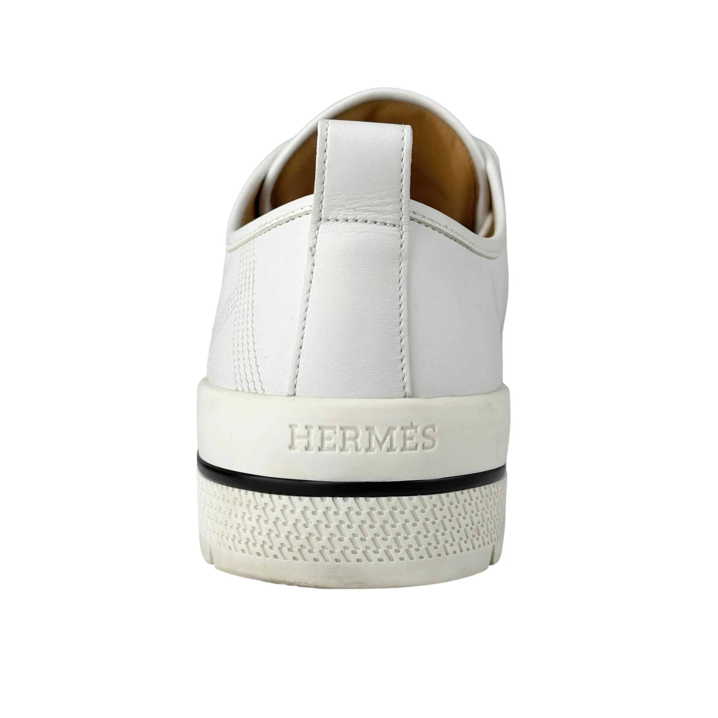 Hermes Men's White Leather Low Top Sneakers