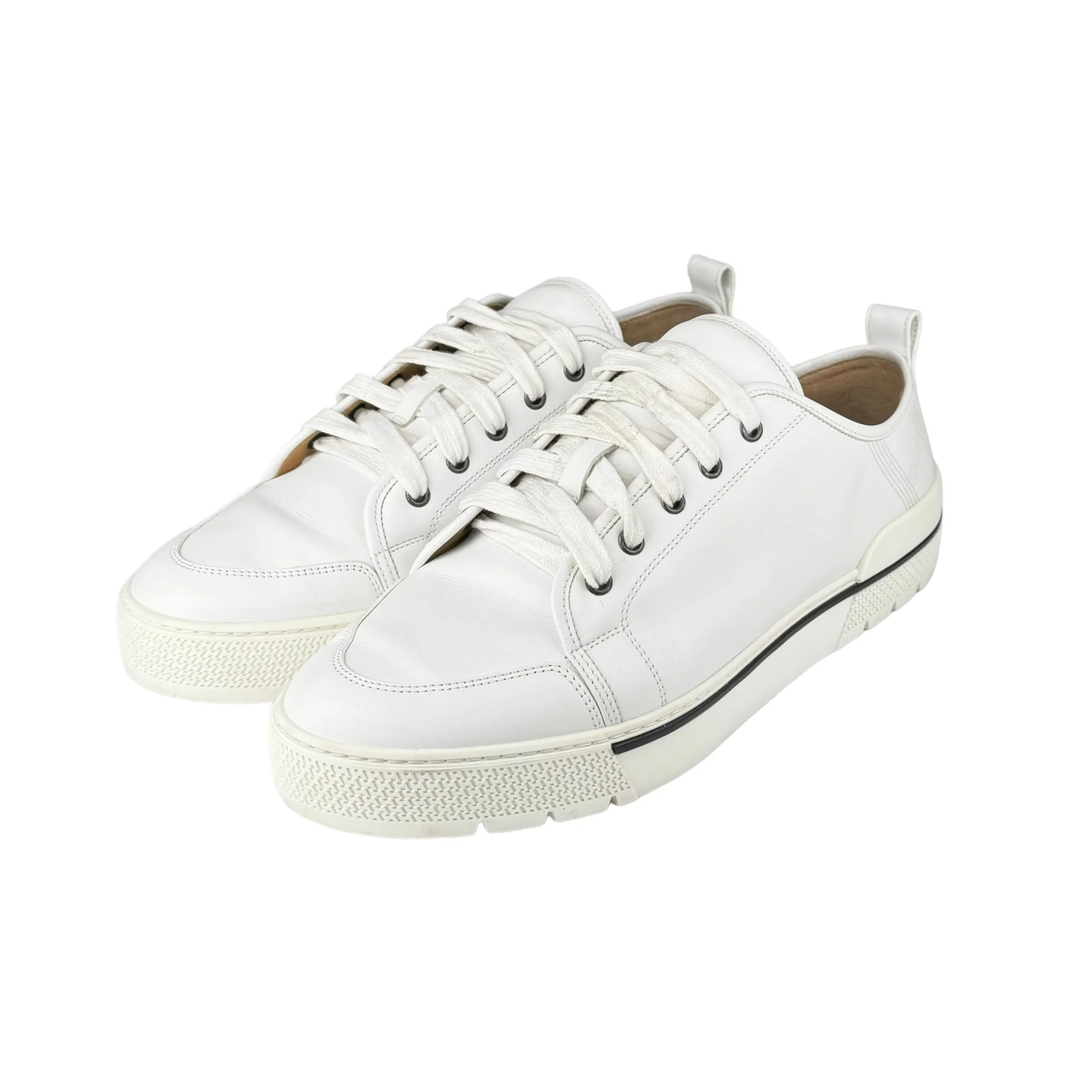 Hermes Men's White Leather Low Top Sneakers