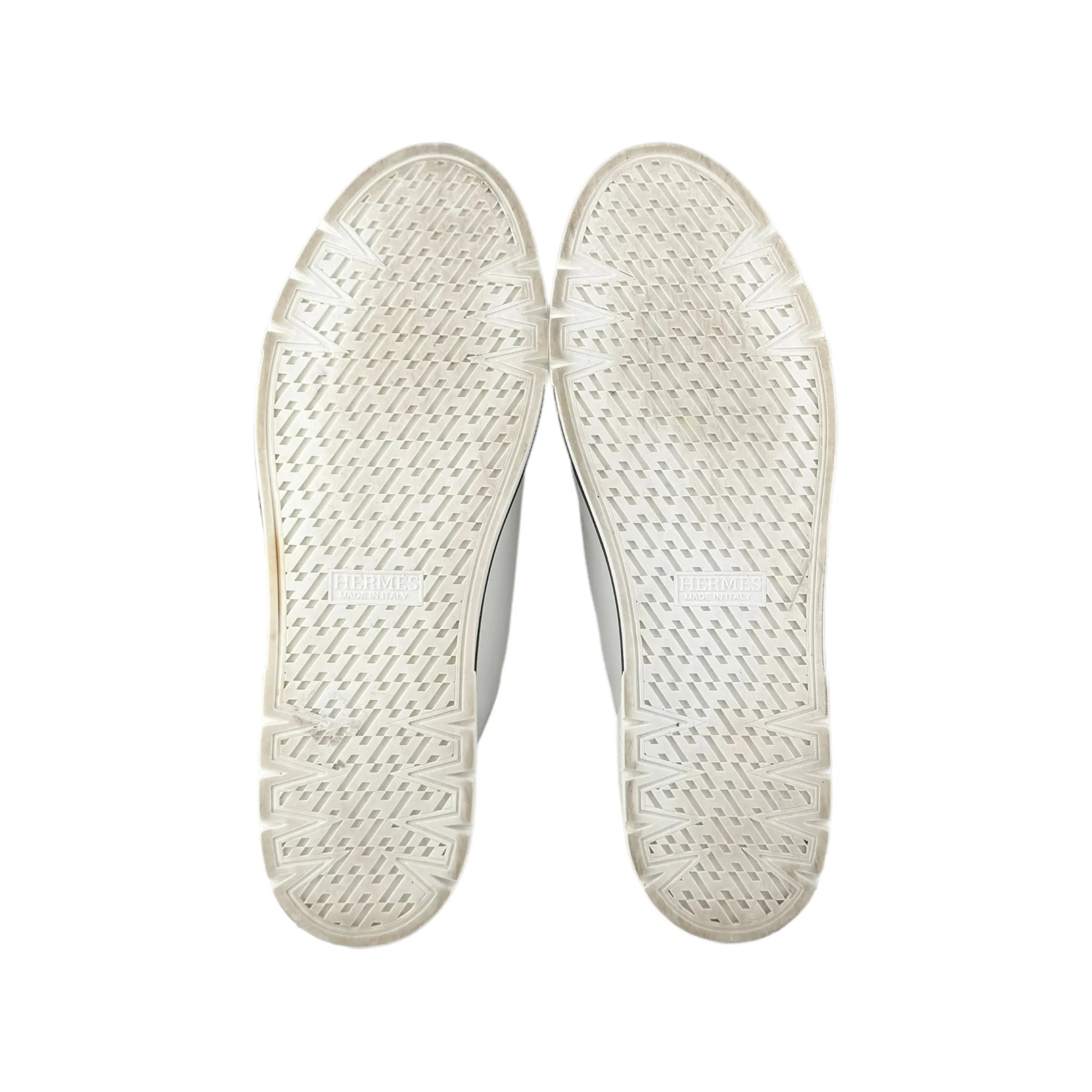 Hermes Men's White Leather Low Top Sneakers
