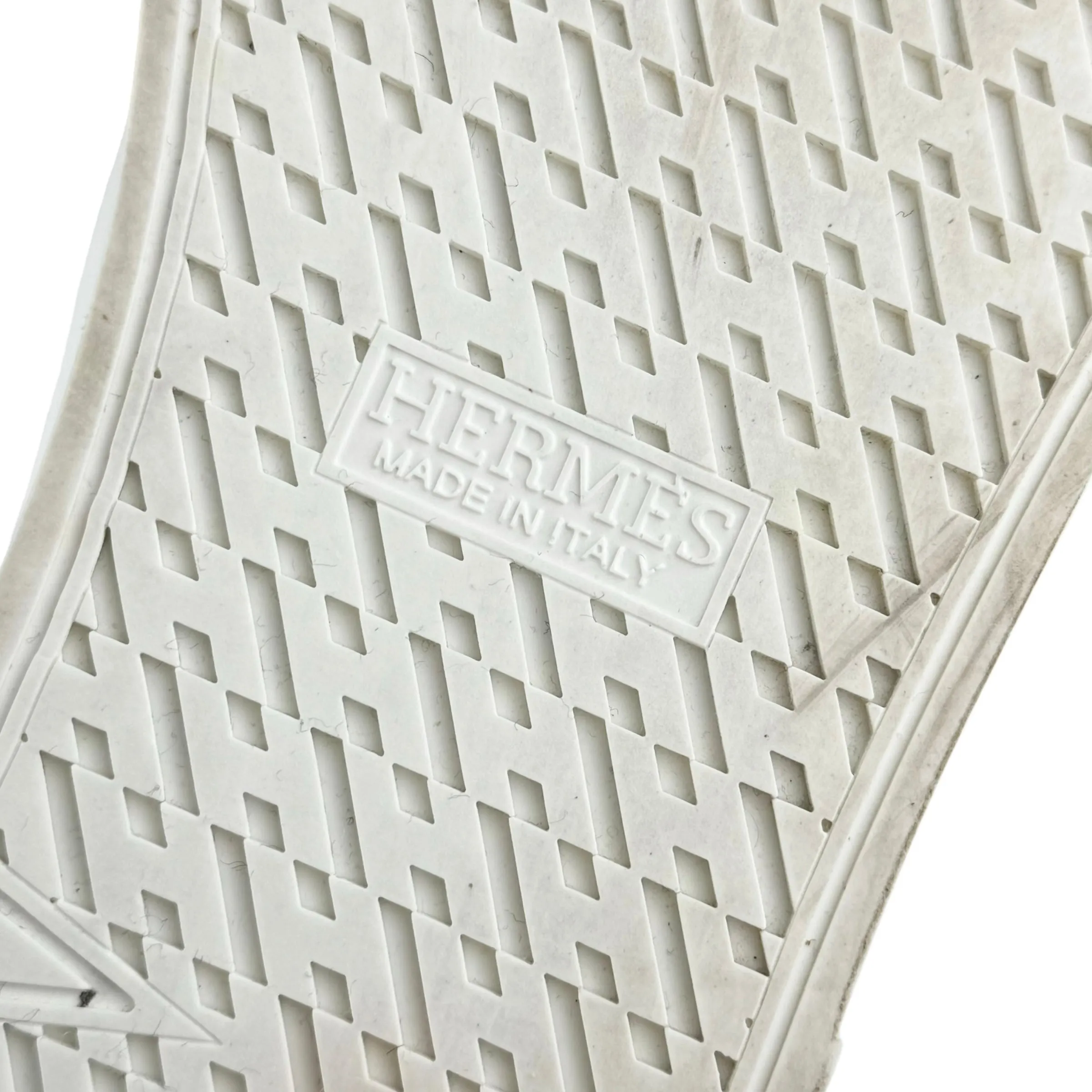 Hermes Men's White Leather Low Top Sneakers