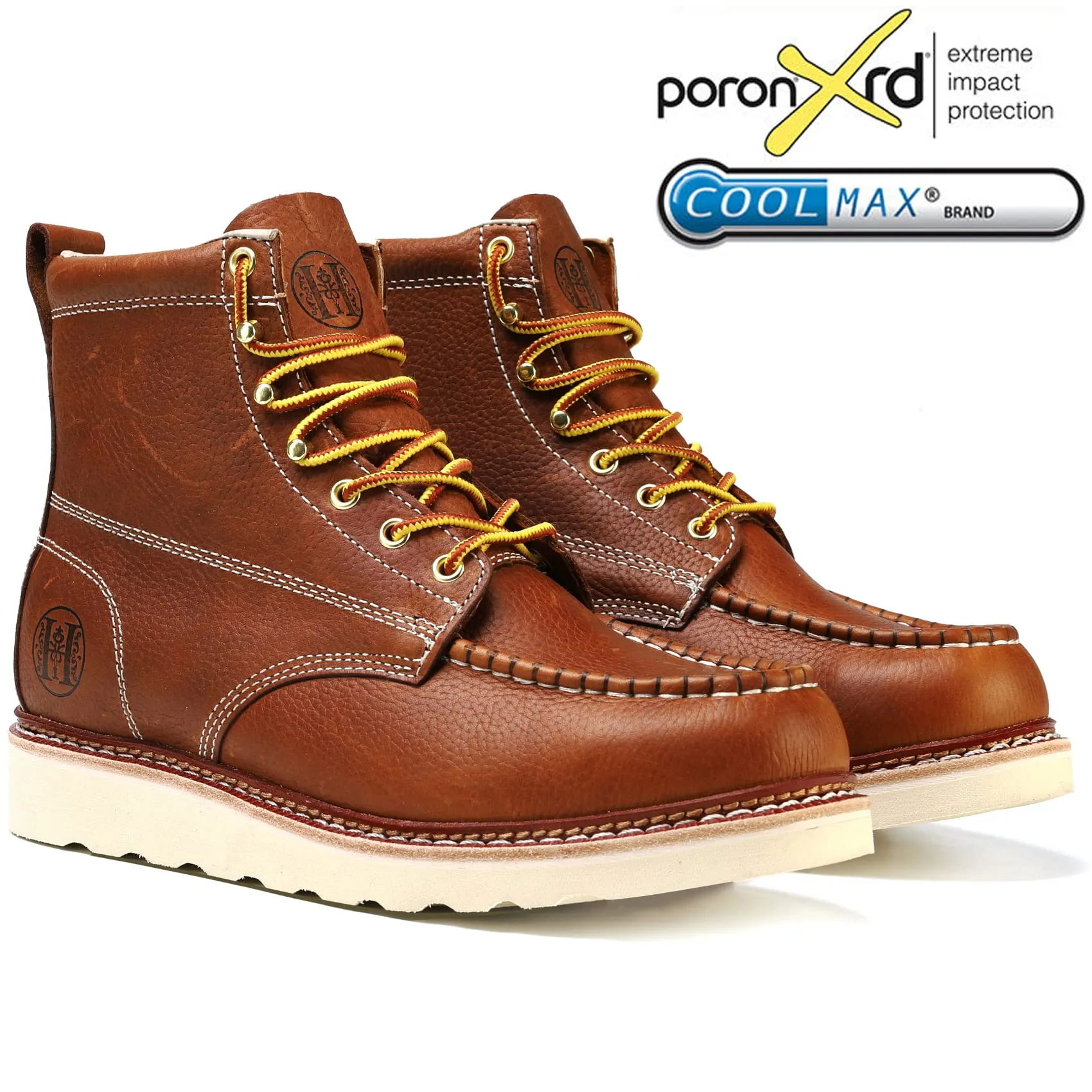 HVB806 Stylish Classic 6" Soft Toe Mens Work Boots Leather Slip Resistant Durable Breathable Stylish Boots