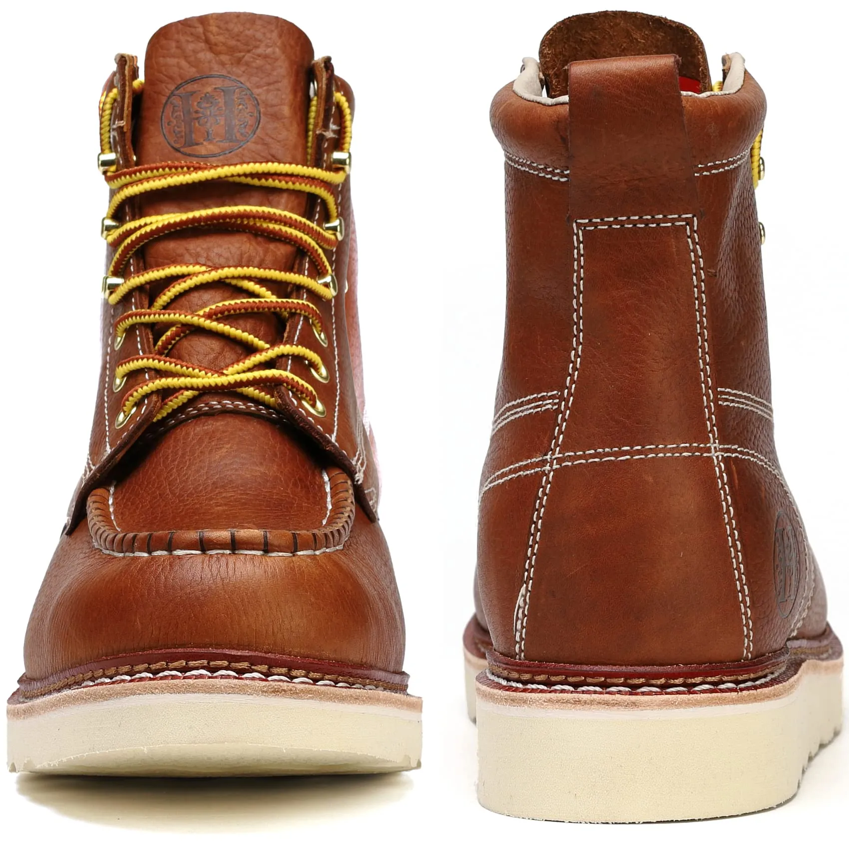 HVB806 Stylish Classic 6" Soft Toe Mens Work Boots Leather Slip Resistant Durable Breathable Stylish Boots