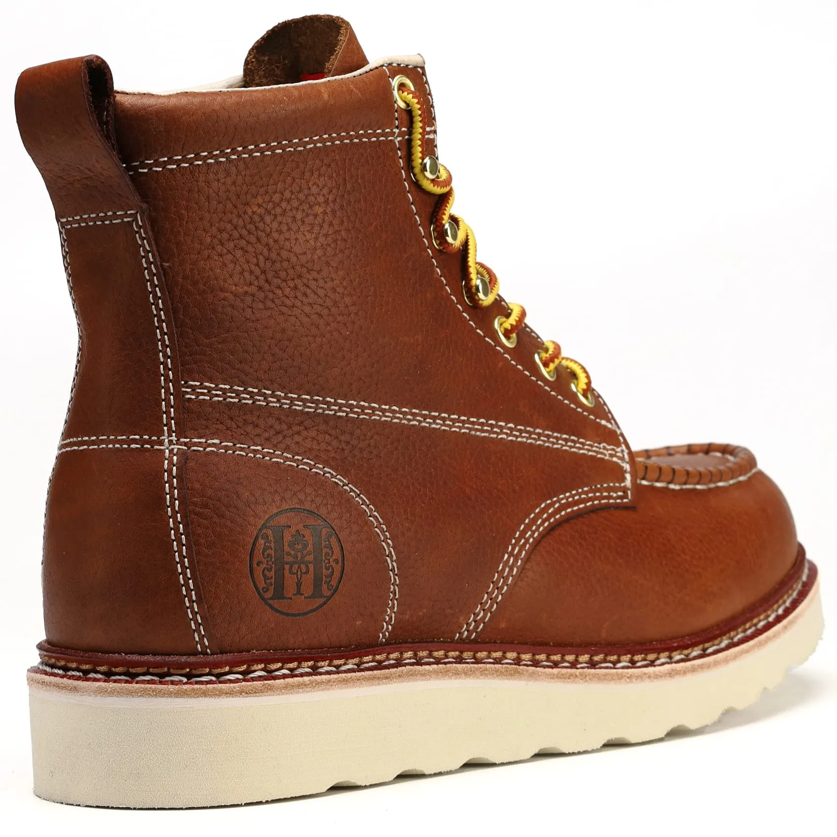HVB806 Stylish Classic 6" Soft Toe Mens Work Boots Leather Slip Resistant Durable Breathable Stylish Boots