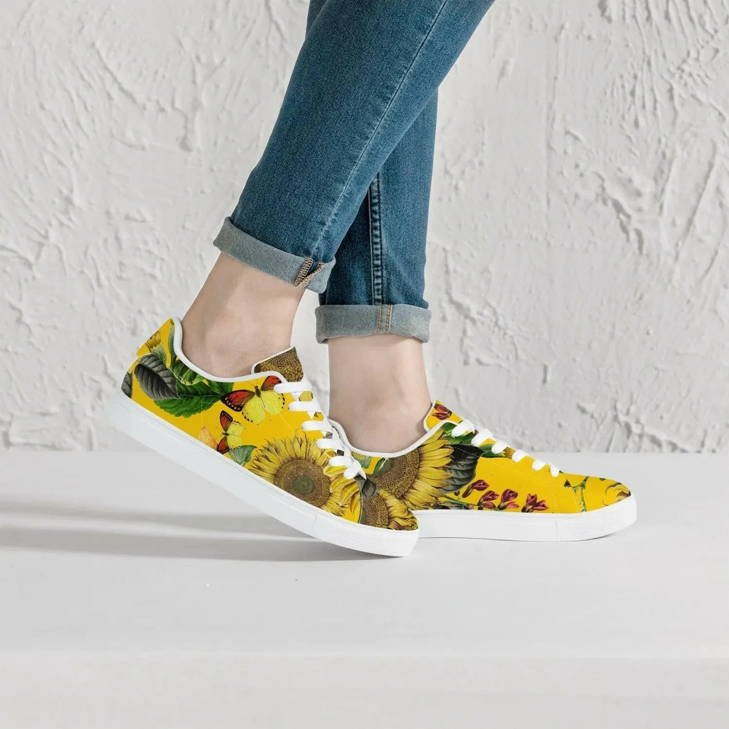 Jacki Easlick Sunflowers Low-Top Leather Sneakers