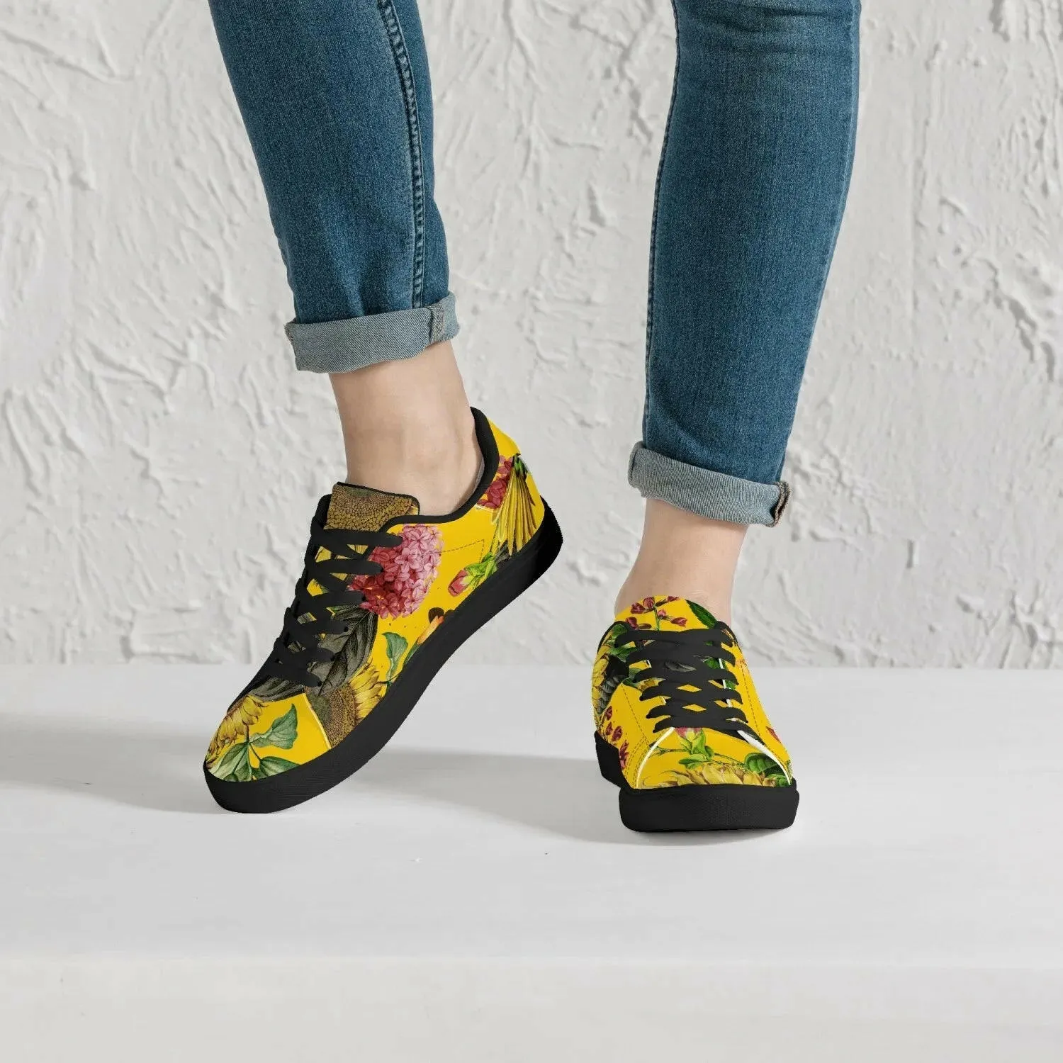 Jacki Easlick Sunflowers Low-Top Leather Sneakers