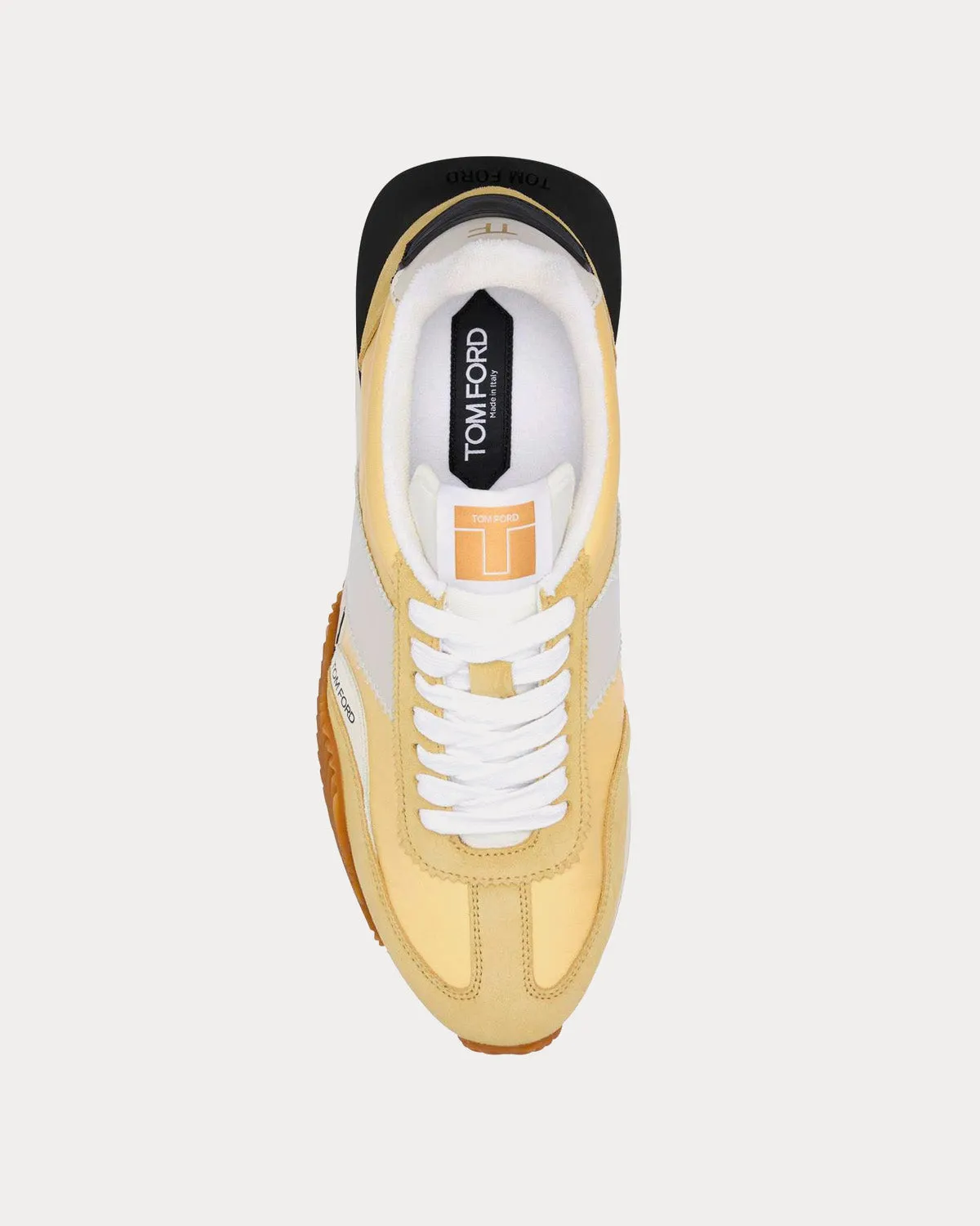 James Suede & Technical Fabric Light Yellow / White Low Top Sneakers