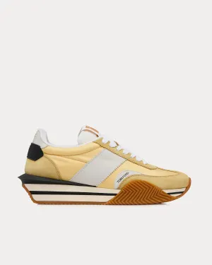 James Suede & Technical Fabric Light Yellow / White Low Top Sneakers