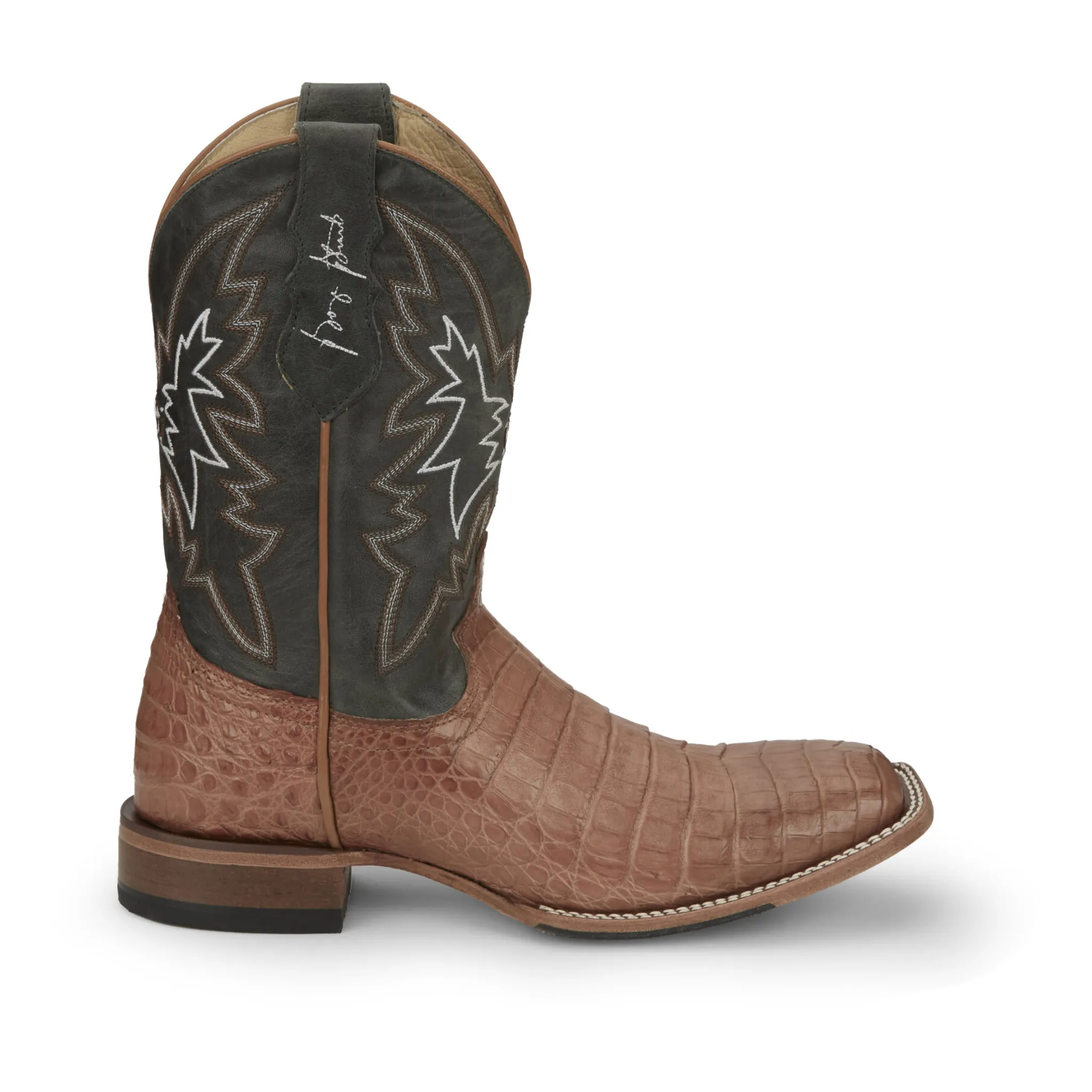 JUSTIN MEN'S HAGGARD BROWN CAIMAN WESTERN BOOTS - GR5706
