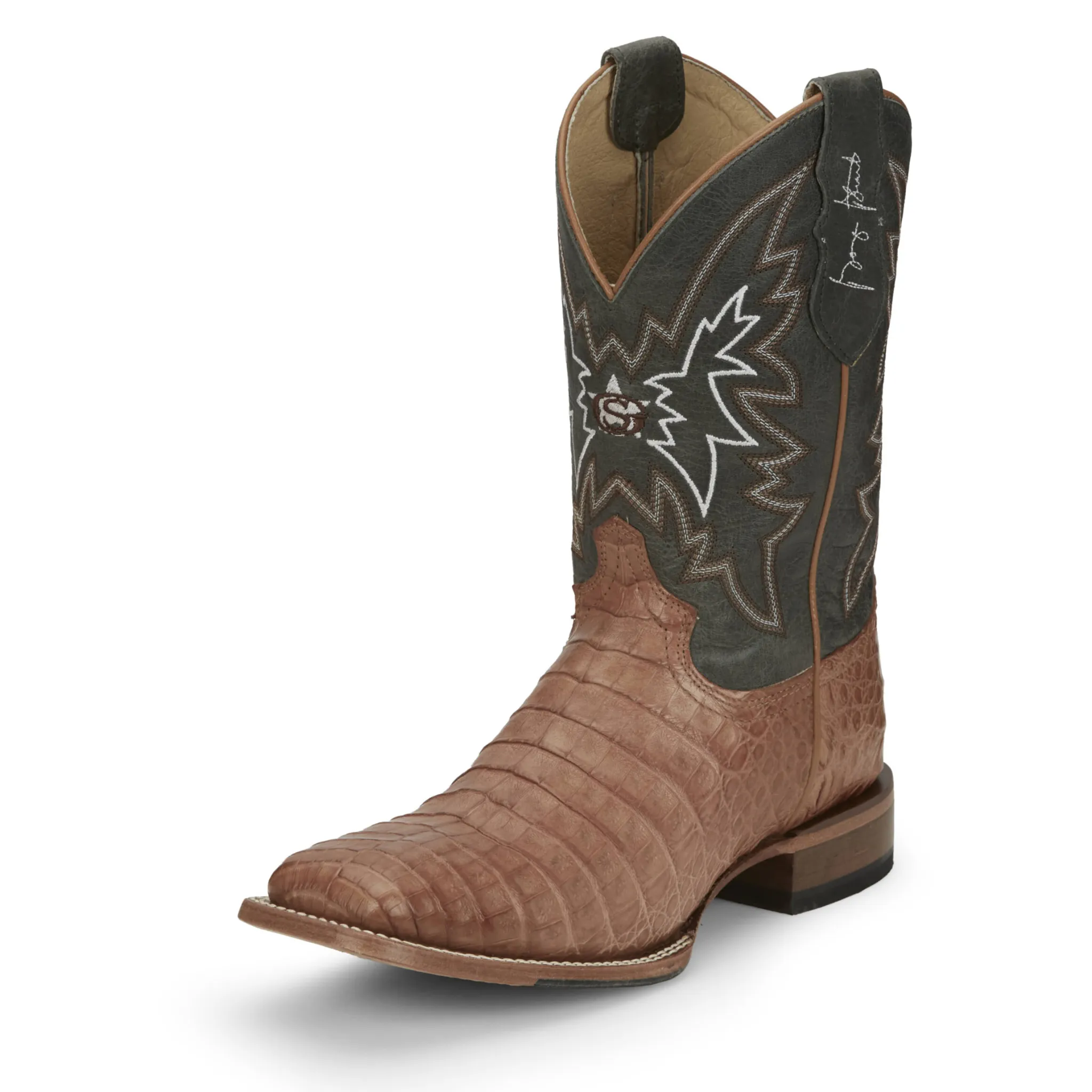 JUSTIN MEN'S HAGGARD BROWN CAIMAN WESTERN BOOTS - GR5706