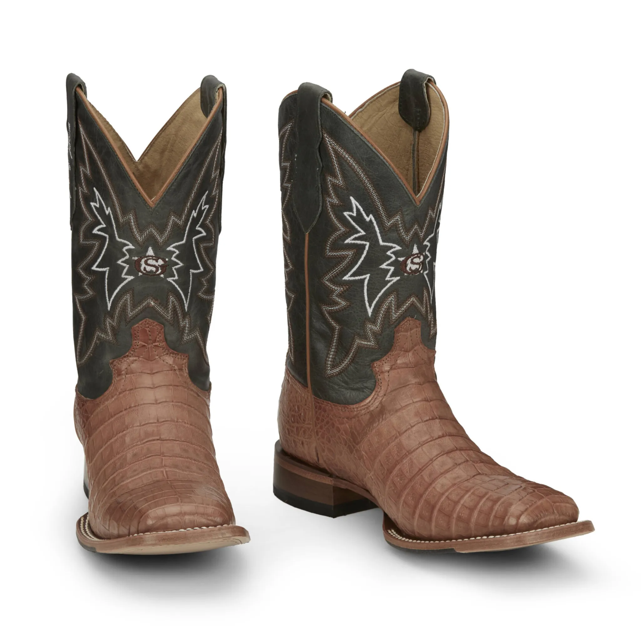 JUSTIN MEN'S HAGGARD BROWN CAIMAN WESTERN BOOTS - GR5706