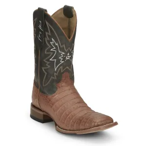 JUSTIN MEN'S HAGGARD BROWN CAIMAN WESTERN BOOTS - GR5706