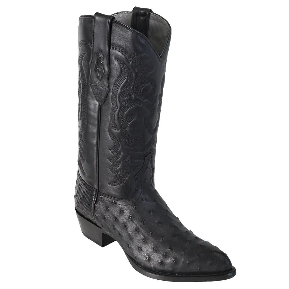 Los Altos J-Toe Ostrich Black Cowboy Boots 990305