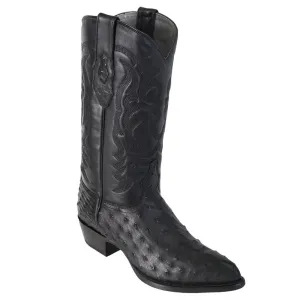 Los Altos J-Toe Ostrich Black Cowboy Boots 990305