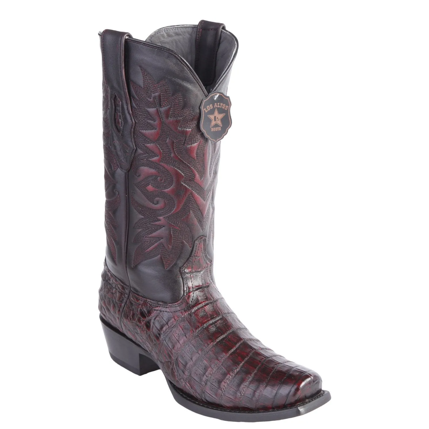 Los Altos Men's Black Cherry Caiman Belly Cowboy Boots 7-Toe 588218