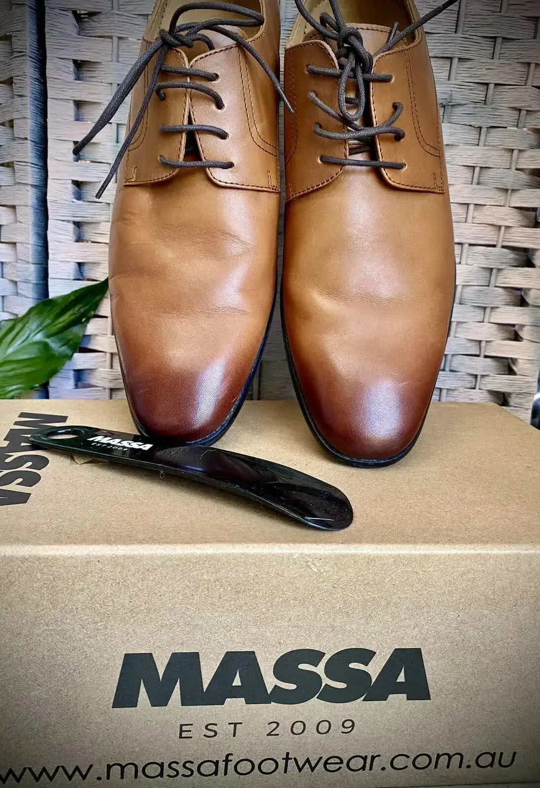 Massa Ascoli Leather Derby Dress Lace Up Shoes Wedding Business Formal in Tan - UK 11