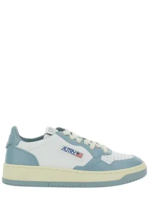 'Medalist' Light-Blue Low Top Sneakers With Logo Patch In Leather Woman