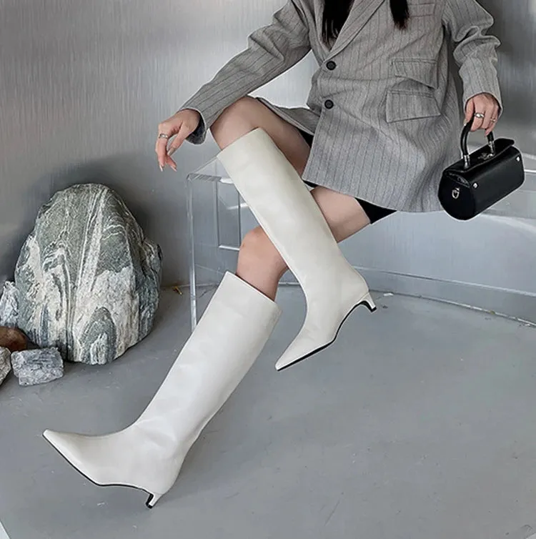 NINA | Genuine Leather Kitten Heel Boots