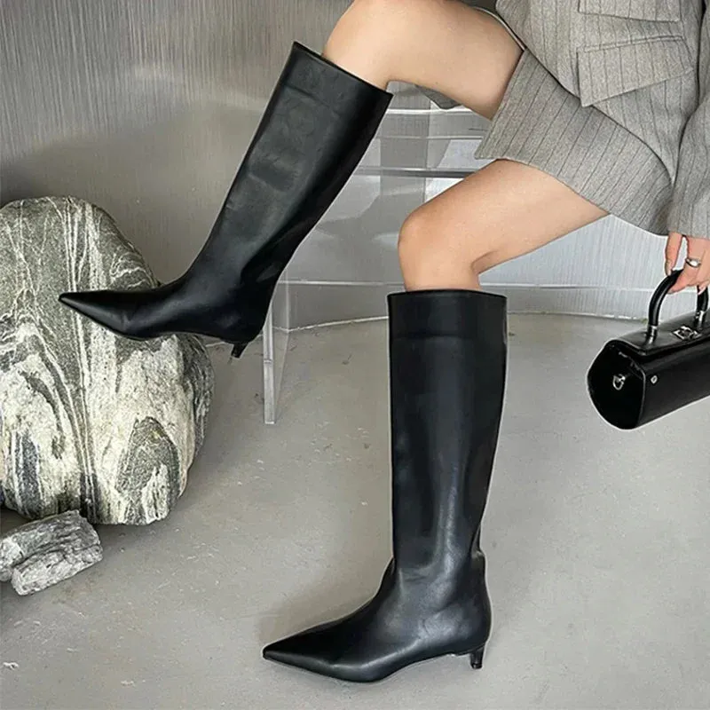 NINA | Genuine Leather Kitten Heel Boots