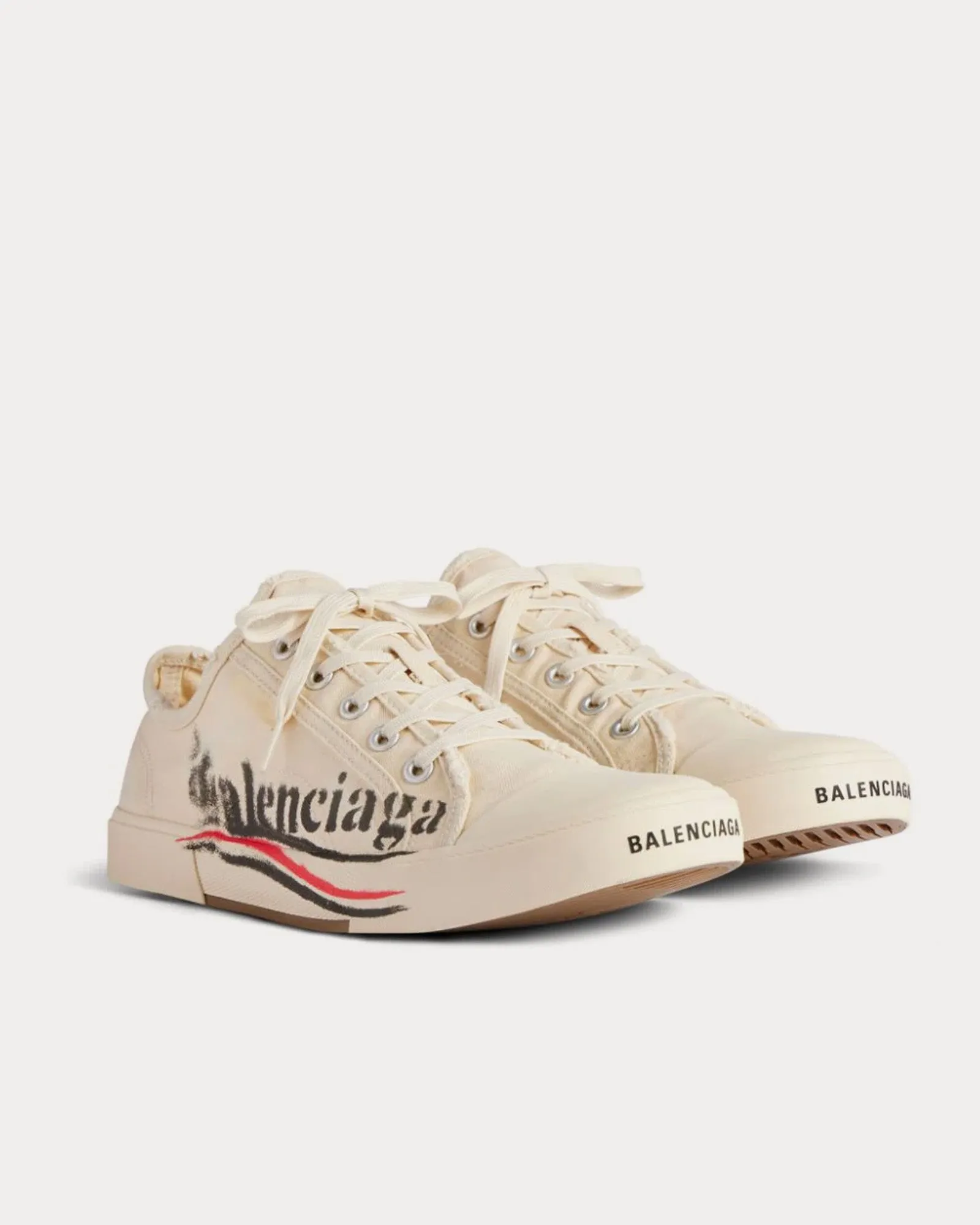 Paris Logo Light Beige Low Top Sneakers