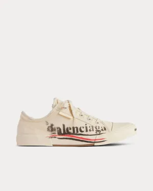 Paris Logo Light Beige Low Top Sneakers
