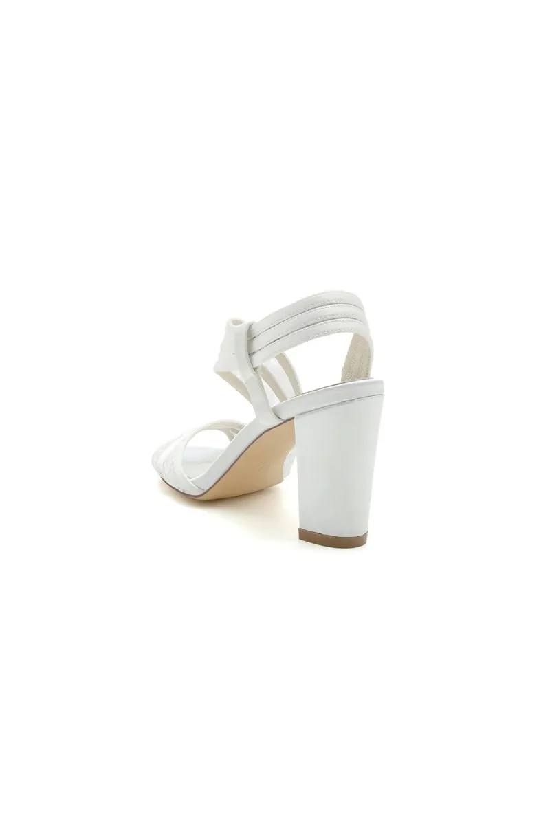 Patent Lace Pattern Peep Toe Chunky Wedding
