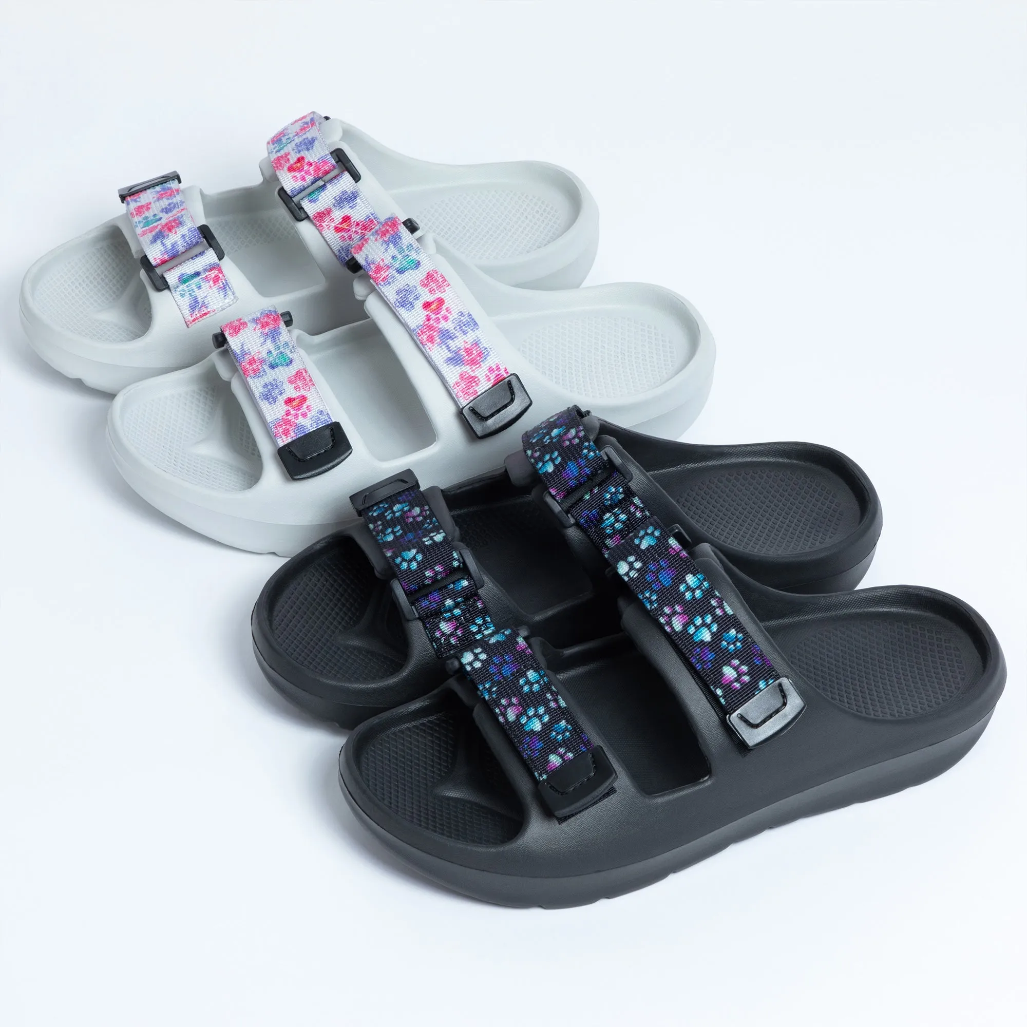 Paw Prints Velcro Slide Sandals